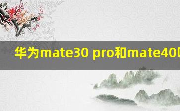 华为mate30 pro和mate40哪个好